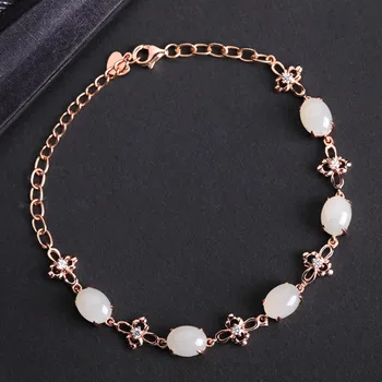 

2020 Armbanden Voor Vrouwen Kehribar Direct Sale Rose Certificate Of Hetian Bracelet With 925 Clovers Pale With Female Fashion