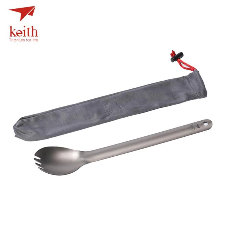 Spork Titane Longue Manche - Couvert Camping Léger Pour Randonnée, Survival - Set Ustensiles Extérieur