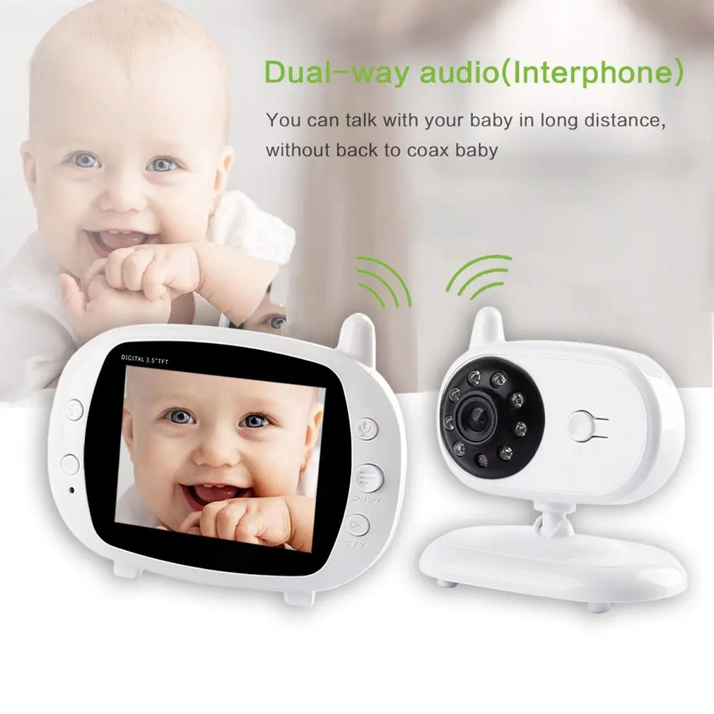 2.4G Wireless Digital 3.5" LCD Baby Monitor Camera 2 Way Audio Talk Video Night Vision Home WIFI Nanny Security Temperature
