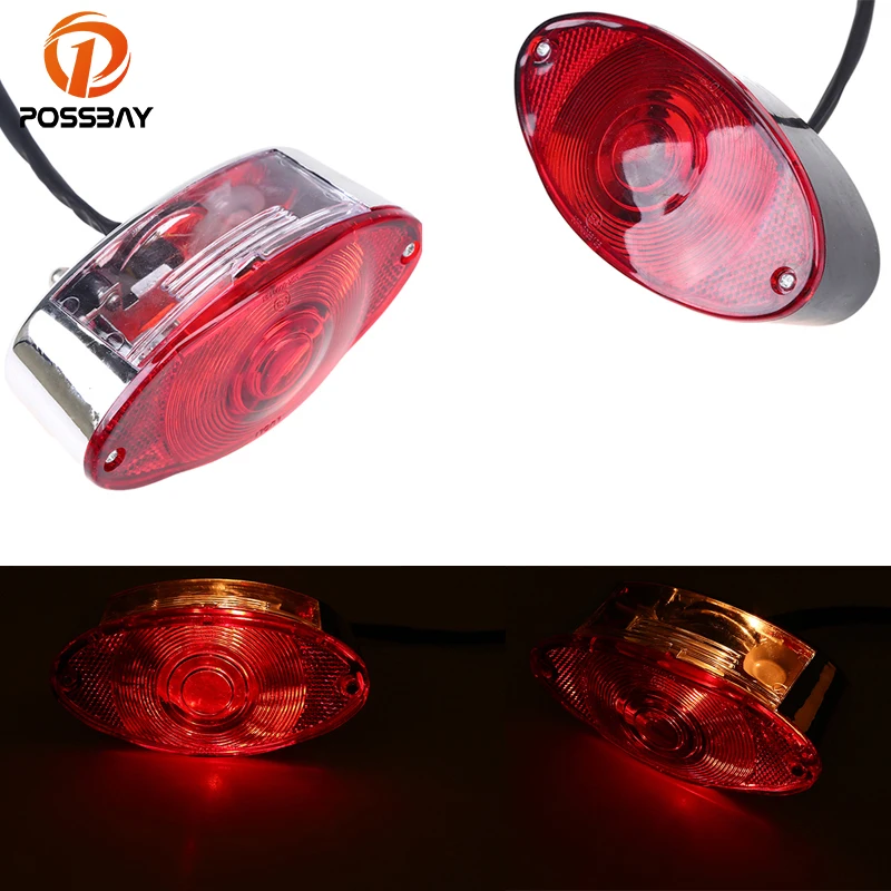 POSSBAY овальные 12V Универсальный мотоцикл светодиодный Стоп задний фонарь