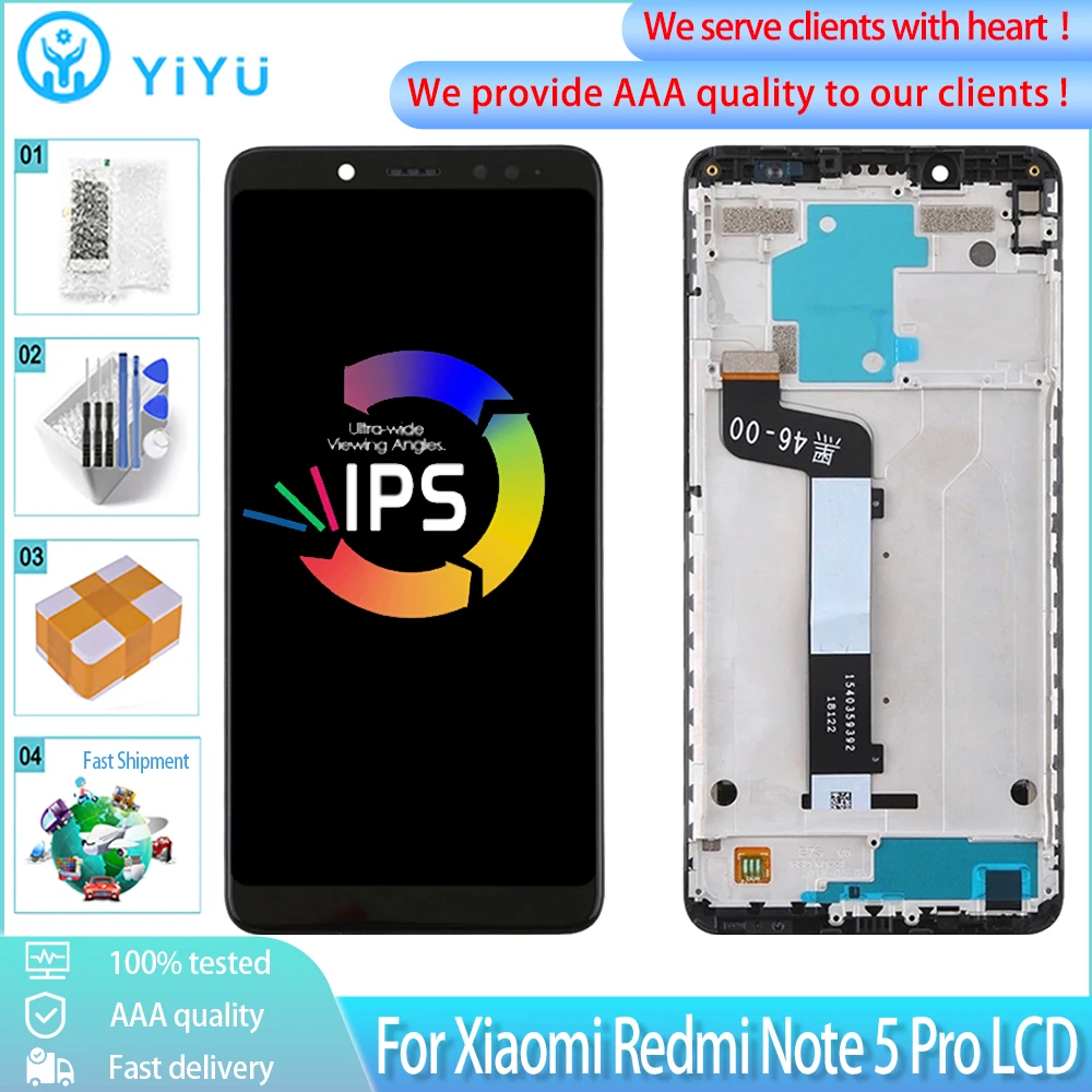 ЖК-дисплей для Xiaomi Redmi Note 5 Pro сенсорный экран дигитайзер замена с рамкой Snapdragon 636 AAA