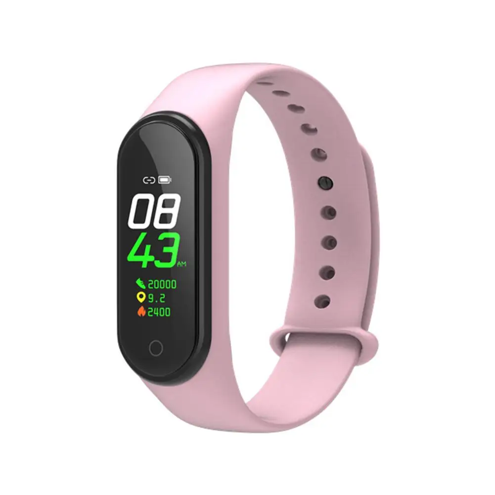 Pink IP67 Водонепроницаемый Bluetooth Смарт-часы M4 Bluetooth браслет пульсометр кровяное давление мониторинг сна Смарт-часы браслет - Цвет: Pink