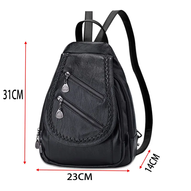 2019 New Fashion Backpack Women's Solid Color Travel Backpack Korean Version PU Soft Leather Tide Fashion Casual Backpack