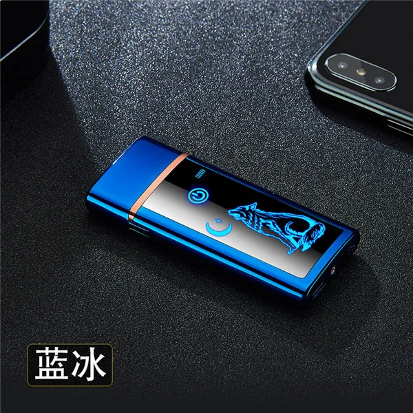 USB отпечаток пальца Зажигалка электронная USB перезарядка сигарета электрическая Подарочная Зажигалка для подарка бойфренду - Цвет: c-7