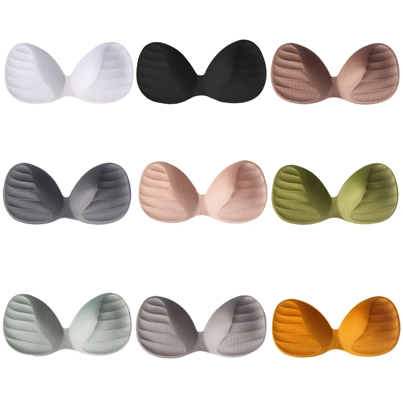 

Women Push Up Sponge Bra Inserts Macaron Candy Color Thicken Breast Pad Bikini Swimsuit Bralette Replacement Accessories