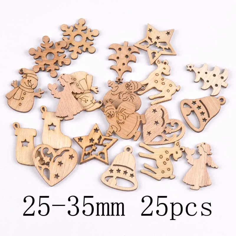 mt1696-25pcs DIY натуральный деревянный чипборд Рождественская елка подвесная подвеска с героем аниме детские подарки снеговик рождественские украшения mt2521 - Цвет: mt1696-25pcs