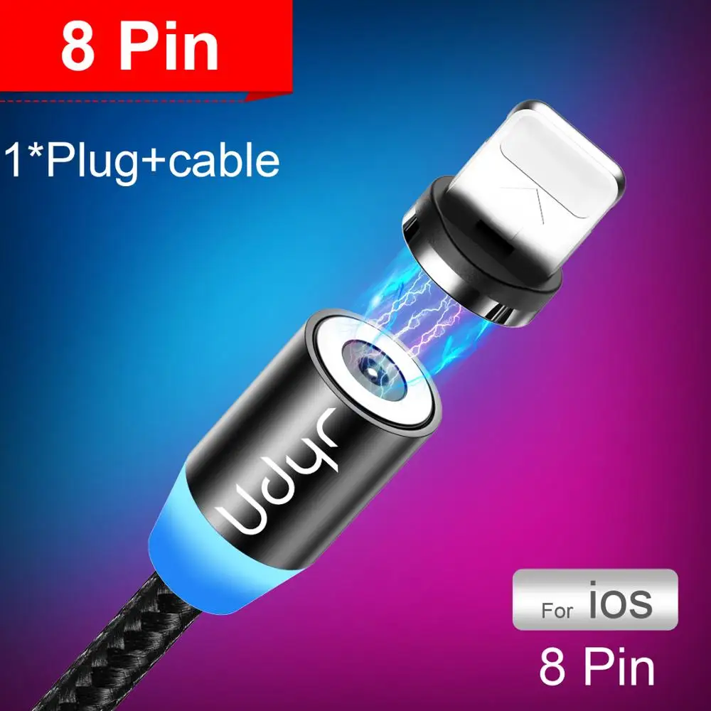Магнитный кабель Udyr для быстрой зарядки, кабель Micro usb type-C для iphone, samsung, Xiaomi, магнитное зарядное устройство, кабель USB для мобильного телефона - Цвет: Black For iphone