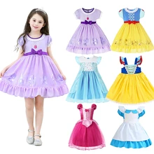 VOGUEON/нарядное платье принцессы Софии для девочек; летнее повседневное Хлопковое платье для сна; Рапунцель; Белоснежка; Эльза; Алиса; костюм на Хэллоуин