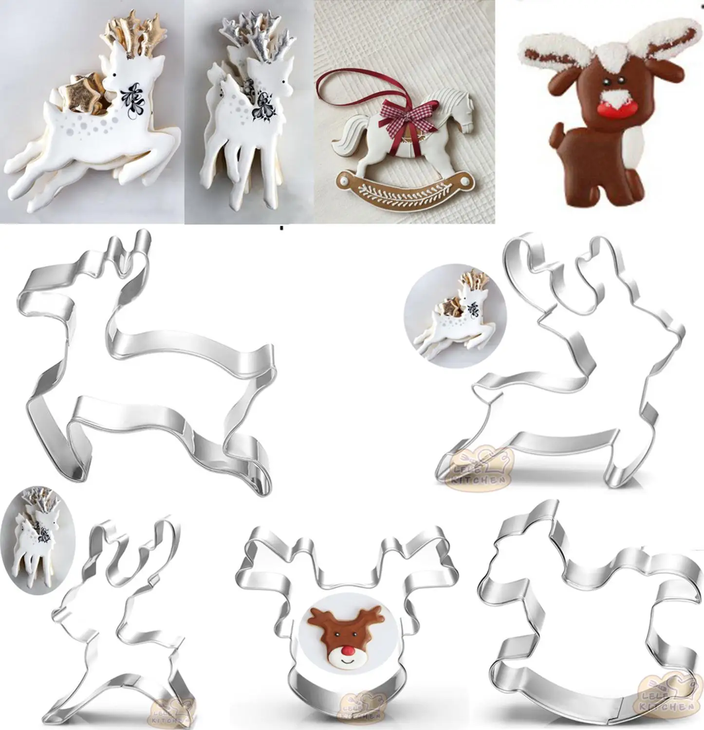 

1pcs Christmas Elk Trojan Running Deer Metal Cookie Cutters Emporte Piece Biscuit Fondant Cutter Stamp Mold
