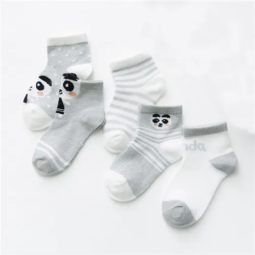 Panda 5 пар/лот, От 0 до 2 лет носки для малышей летние сетчатые тонкие носки для маленьких девочек хлопковые носки для новорожденных, носки для маленьких девочек, одежда, аксессуары - Цвет: Panda