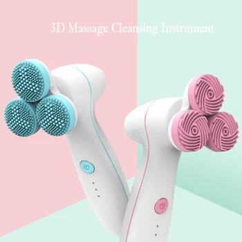 

3 in 1 Sonic Face Brush Make Up Cleaning Brush Vibrating Massage Facial Silicon Brush Waterproof Face Body Cutin Cleansing Tools