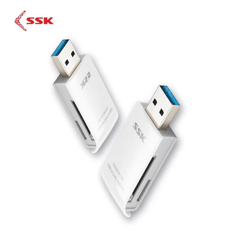 SSK кардридер USB 3,0 для SD микро-sd SDXC TF кард-ридер для ноутбука планшета смарт-карт памяти адаптер синий белый