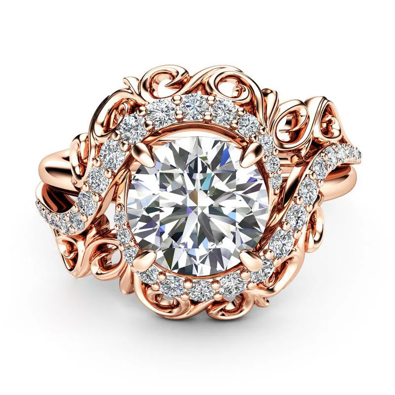 925 Sterling Zilveren Ring Kleurrijke Ros Gouden Zirkoon Mode Populaire Verlovingsring Mannen En Vrouwen Sieraden | Украшения и