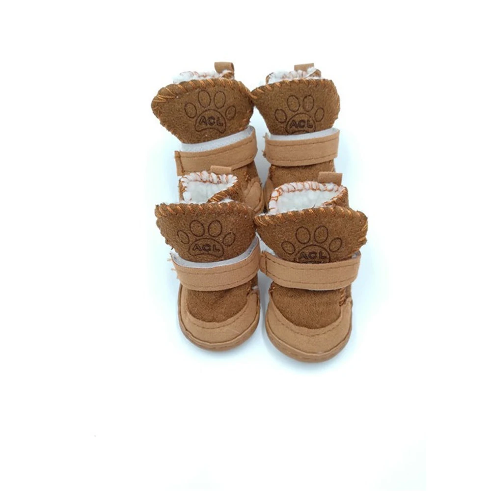 coffe Домашние питомцы собаки Тапочки; нескользящая подошва; для Dog Snow Водонепроницаемый резиновые носки; пинетки домашние питомцы, собаки, зимняя обувь щенков обувь песиков для маленьких 4 шт./компл - Color: coffe