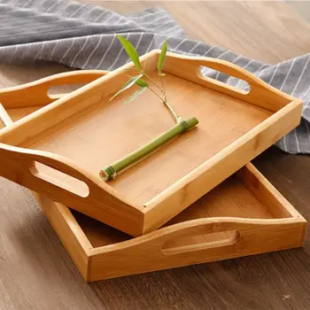

Serving tray bamboo with handles,tea tray, bar tray, breakfast Tray food tray