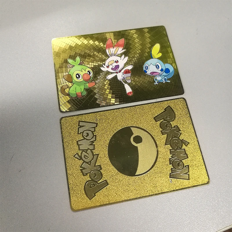 Металлические золотые флеш карты Pokemon блестящий меч и щит скорбанни фальшивые