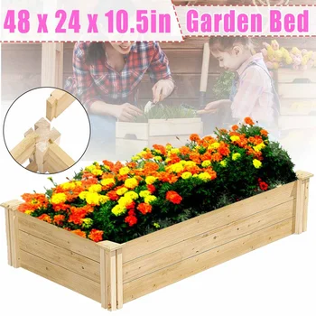 

Wooden Garden Bed Raised Growing Classic Square Planting Container Grow Backyard Patio Planter Pot For Plants Nursery Pot