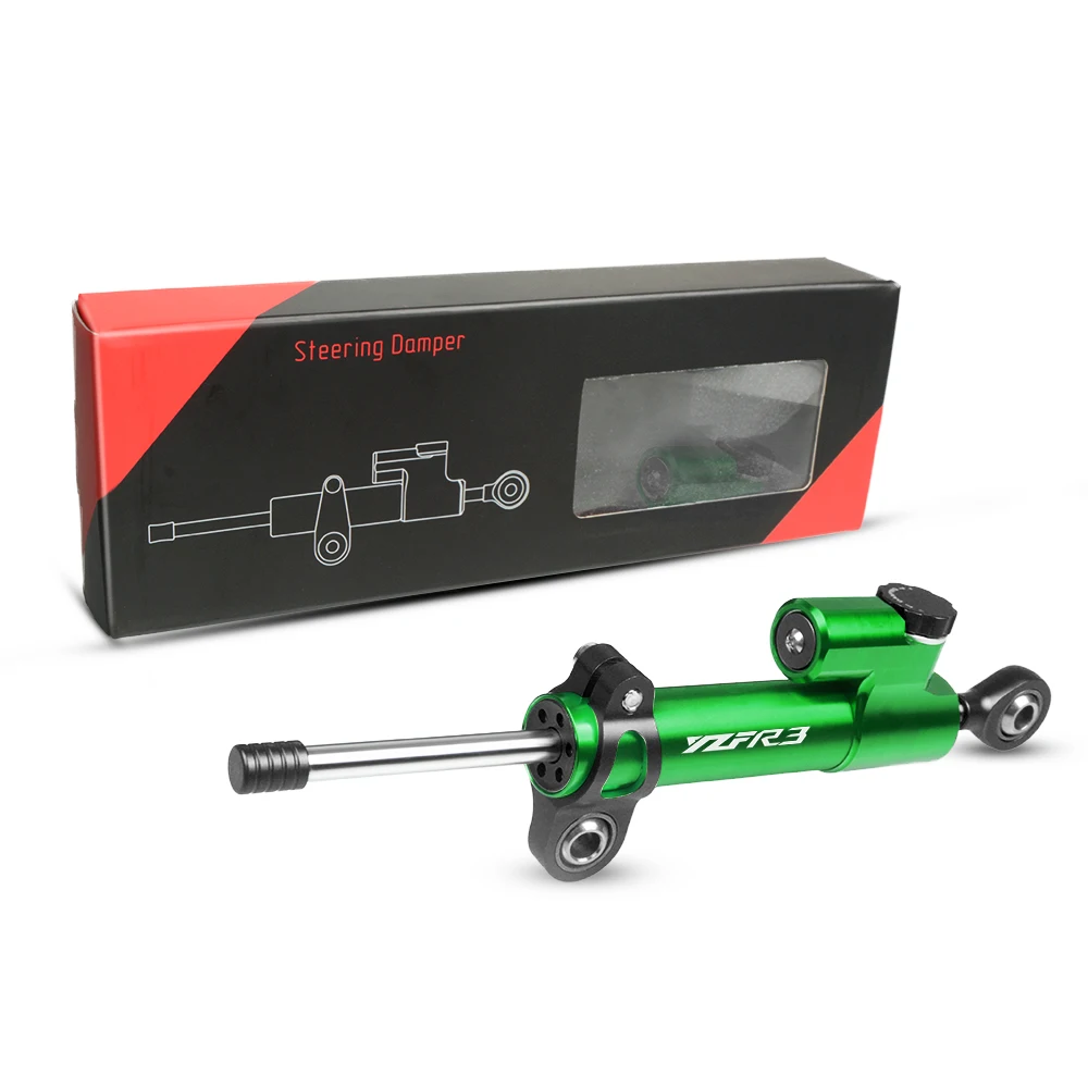 Black-Green Универсальный мотоциклетный CNC регулируемый рулевой демпфер стабилизатор для YAMAHA YZF R3 YZF-R3 YZFR3 - Цвет: Black-Green