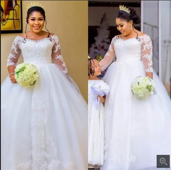 

2019 new arrival princess ball gown wedding dress lace appliques beaded sequins 3/4 sleeve modest bride gowns best selling