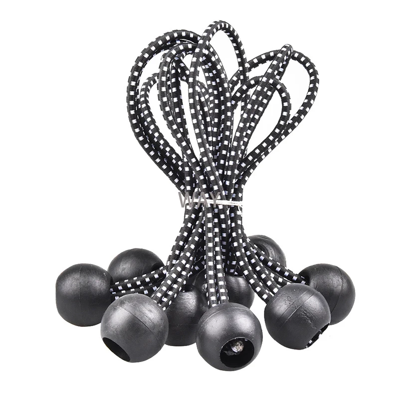 10PCS Black Ball Bungee Pack Shock Elastic Tie Loop Cord Fixing Securing Trailer Ropes Buckle Backpack Accessories Outdoors Tool