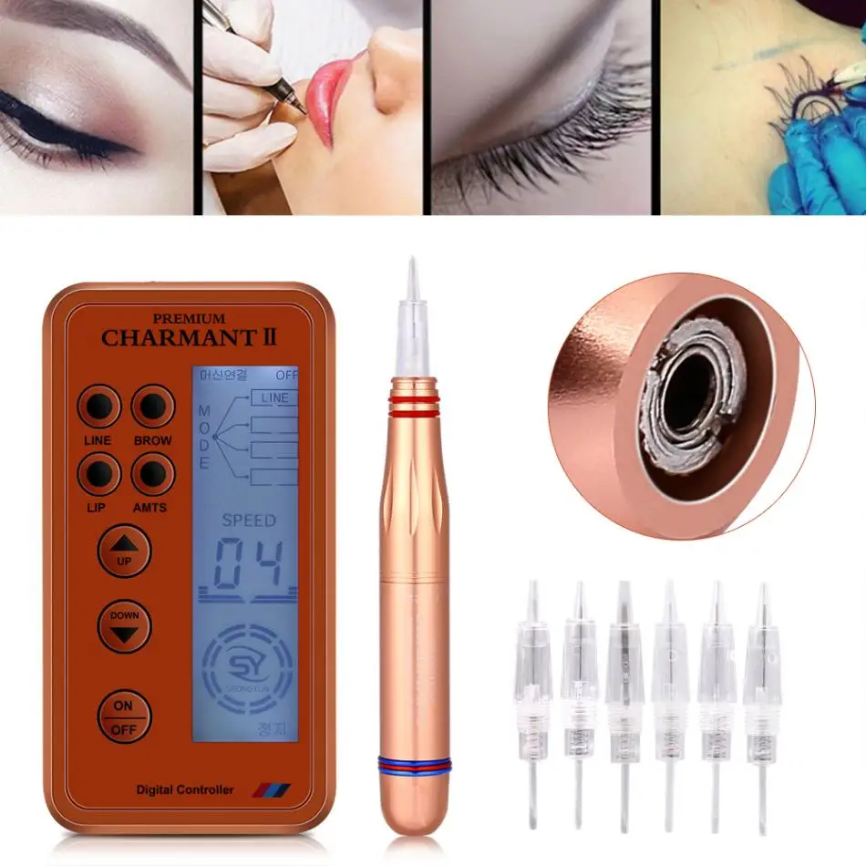 

Electric Digital Permanent Makeup Rotary Machine Kits Microblading Machine Eyebrow Lip MTS Tattoo Makeup Pen + Cartridge Needles