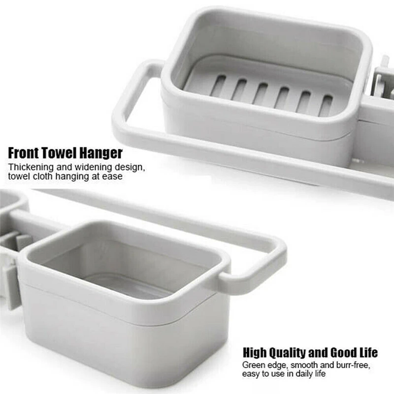 Sink Faucet Sponge Soap Cloth Drain Rack Storage Organizer Holder Shelf Kitchen Cloth Drain Rack Organizer Storage Shelf Holder