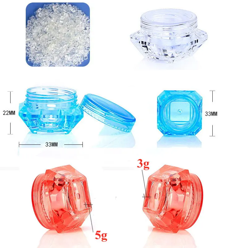 10pcs x 5 Gram/5ML Cosmetic Sample Empty Container Plastic Clear Cosmetic Pot Jars for Eye Shadow Nails Powder Jewelry Mix-Color