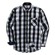 Рубашка из чистого хлопка с длинным рукавом для отдыха, окрашенная в пряжу рубашка в клетку, мужская одежда 155