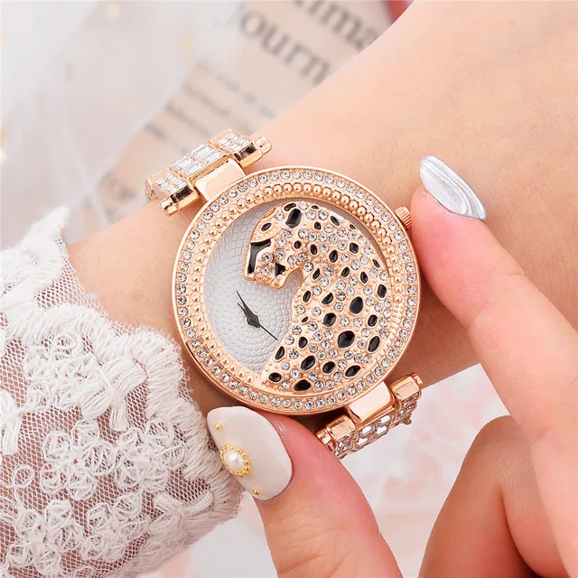 Women Gold Leopard Watch Luxury Fashion Bling Ladies Watch Casual Female Quartz Watch Crystal Diamond For Women Clock 2
