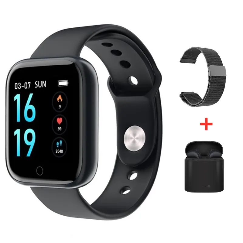 Женские Водонепроницаемые Смарт-часы P70, Bluetooth, Смарт-часы для Apple IPhone, Xiaomi, монитор сердечного ритма, фитнес-трекер IWO8 - Цвет: Black set