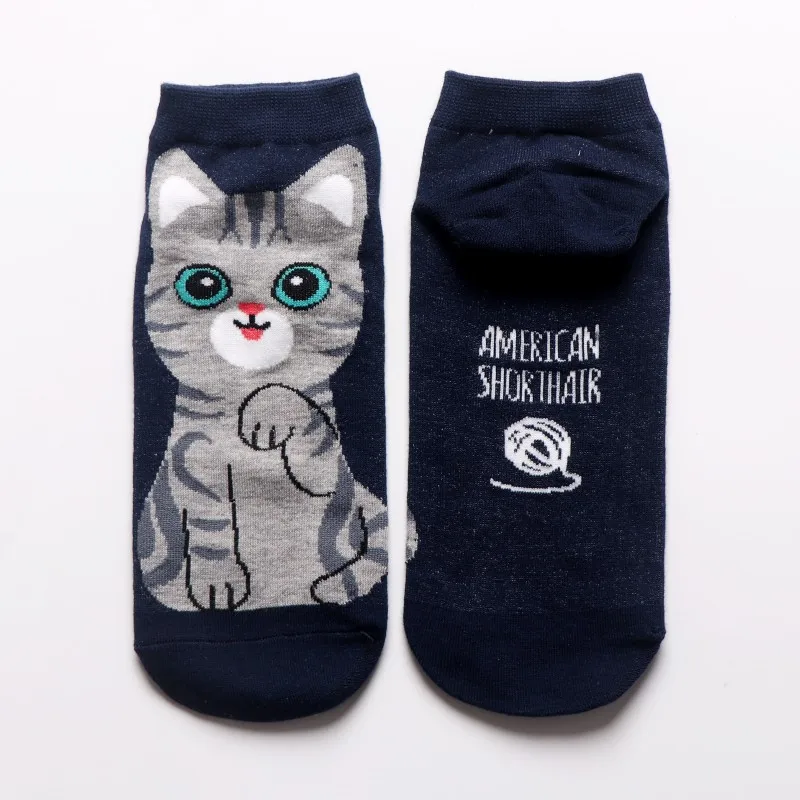 Kawaii/женские носки Симпатичные кошки и собаки, короткие носки с закрытым носком, забавные Женские повседневные мужские короткие носки, хлопковые носки - Цвет: Style 4