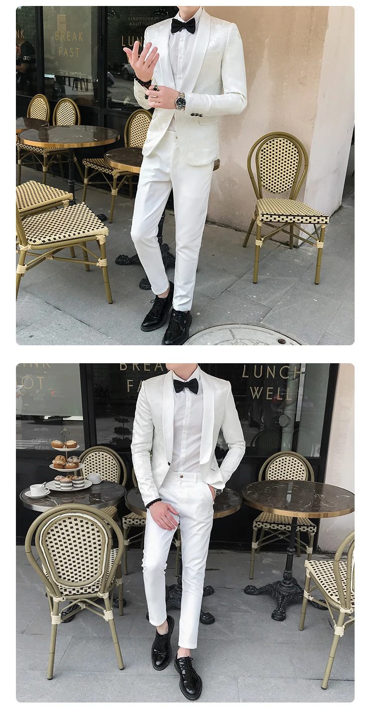 Осенний Блейзер Hombre свадебные мужские платья белые Trajes Hombre повседневные зауженные официальные Клубные офисные мужские смокинговые Костюмы Блейзер