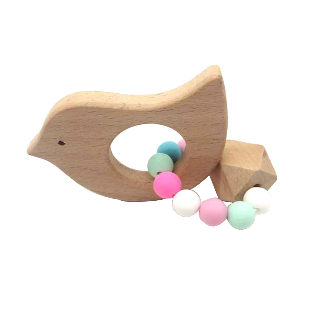 Animal Shaped with Wood Beads Teether Wooden Baby Bracelet for Baby Infant Kids Accessories Toys