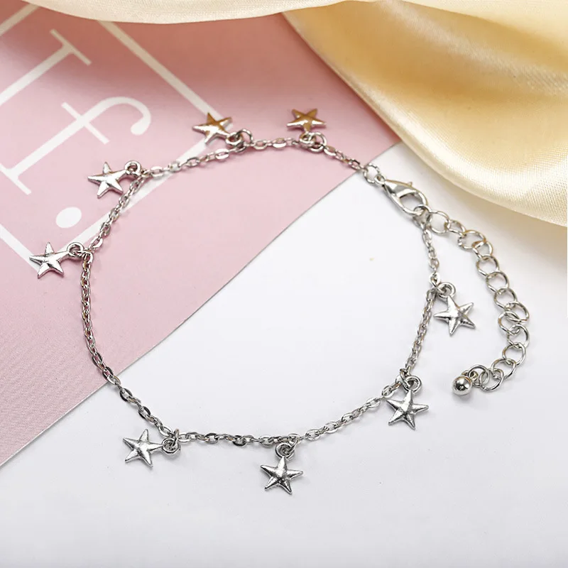 

Europe And America Beach Fashion Star Anklet Single Layer Multi-a Five-pointed Star Pendant Men And Women Universal Style Hot Sa