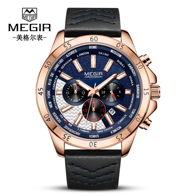 

Mei gainer Me g ir True Eye Dial Genuine Leather Sports MEN'S Watch 2103G