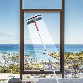 

Telescopic Window Squeegee Cleaner with Extension Pole Glass Cleaning Tools with 2 Washing Cloth for Indoor Outdoor AC88