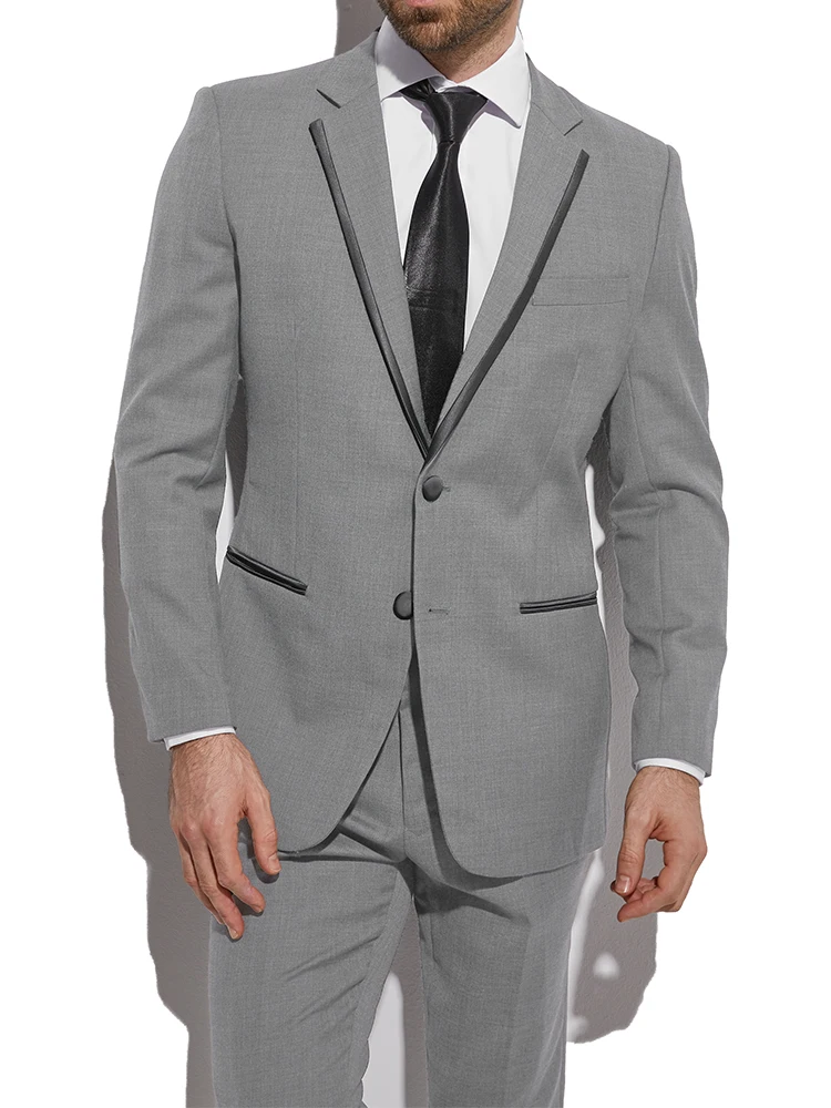 

Gray Groom Tuxedo Wedding Suits For Men Custom Made Tuxedo Slim Light Grey Tuxedo Groom Suits For Men Wedding Tailor Made Suits