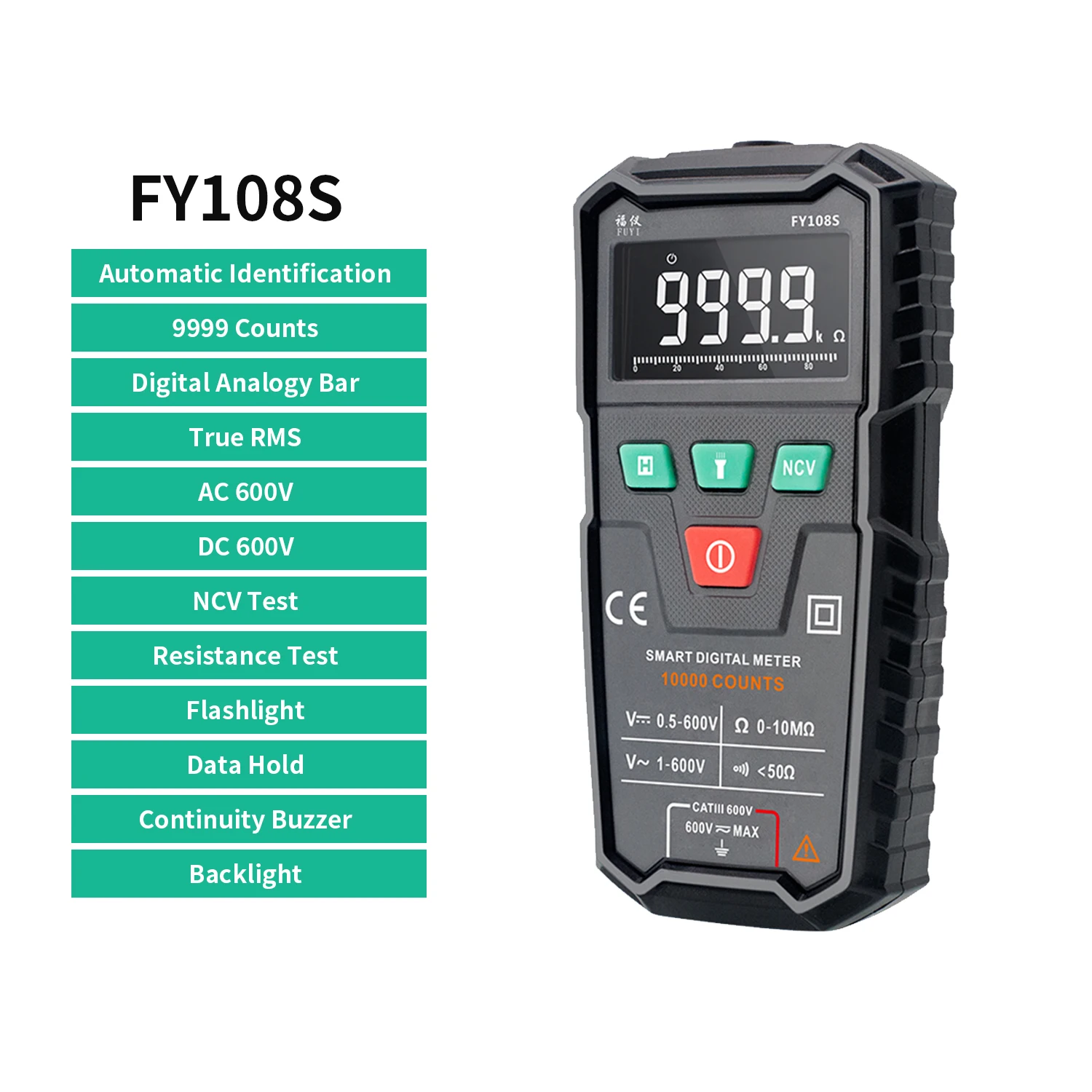 FUYI FY108S 9999 отсчетов True RMS цифровой мультиметр размер ладони автоматический мультиметр Ручной мини универсальный счетчик электрик
