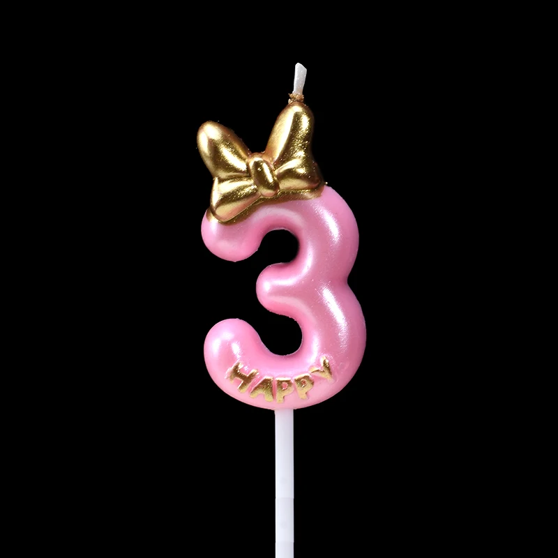 Pink 3 Cakelove, 1 шт., 0-9, свечи для торта, товары для дня рождения, украшения для торта, украшения для торта на годовщину, цифры торта, вечерние свечи - Цвет: Pink 3