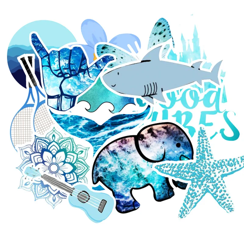 53Pcs/Set Blue Small Fresh Graffiti Stickers Car Computer Dead Fly Refrigerator Skateboard Stickers Waterproof 53Pcs/Set Blue Small Fresh Graffiti Stickers Car Computer Dead Fly Refrigerator Skateboard Stickers Waterproof