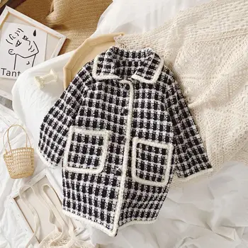 

Girls 2020 Winter Clothes New Korean Style Foreign Coat Girl Baby Thickened Mid-Length Woolen Coat