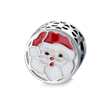 

New Design 925 Sterling Silver Red&White Santa Claus Charm bead fit Pandora Bracelet Jewelry Making for women Christmas Gift