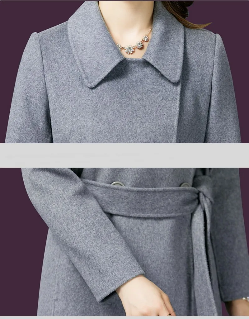 Manteau femme Осень Зима Женское шерстяное кашемировое простое длинное пальто классическое милитари длинное пальто abrigos mujer