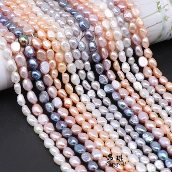 

100% Natural Freshwater Pearl Beads Irregular Rice Shape Beads For Jewelry Making DIY Pearl Bracelet Necklace 6-10mm Strand 14''