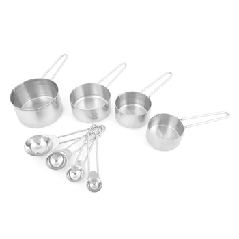 

Kitchen Baking Cooking Stainless Steel Measuring Spoon Cup 8 in 1 Set