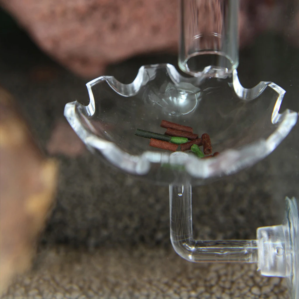 Aquarium Clear Acrylic Flower Shape Shrimp Feeding Feeder Dish Food Basin with Suction Cup