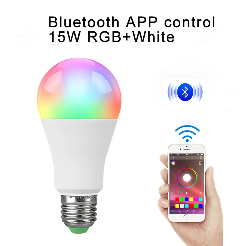 85-265 в E27 светодиодный светильник RGB 15 Вт Bluetooth Wifi приложение управление умная лампа 10 Вт RGBW подсветка rgbww лампа ИК пульт дистанционного управления Домашний Светильник ing - Испускаемый цвет: Bluetooth RGBW 15W