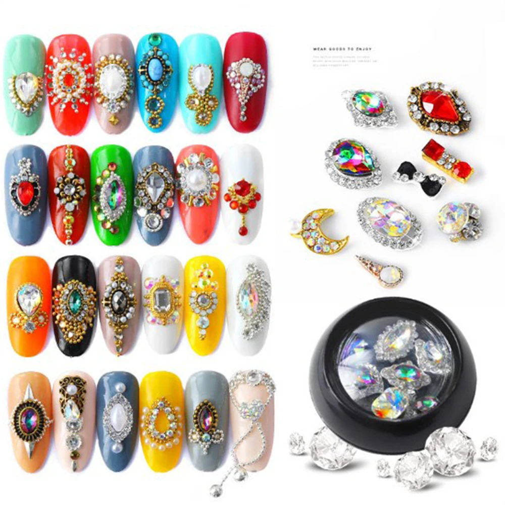 

Crystal Colorful 3D Nail Charm Jewelry AB Rhinestones Geometric Shape All For Nail Art Decorations Manicure Tool