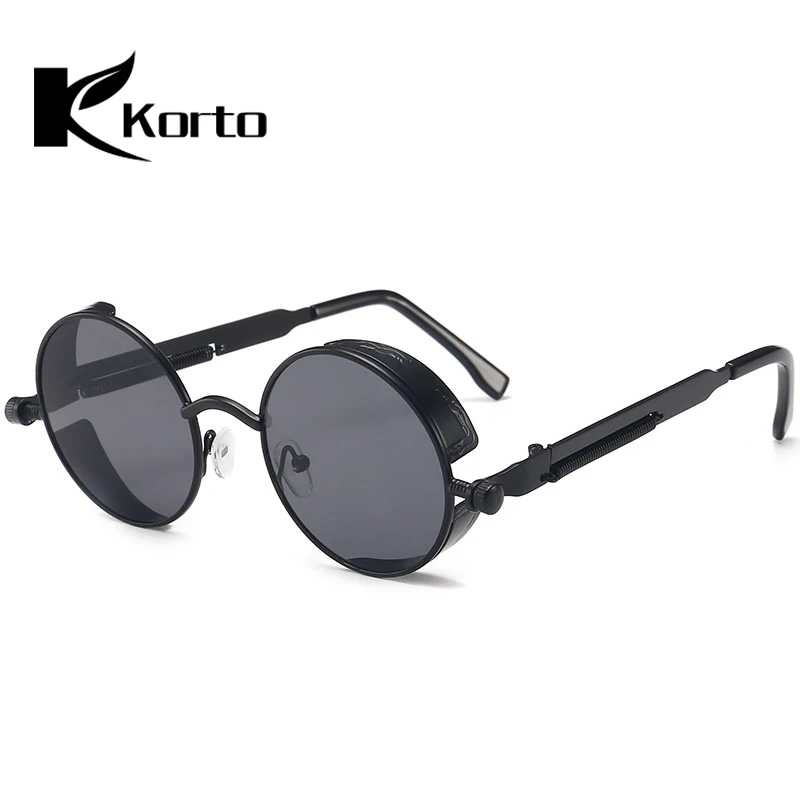 Винтажные стимпанк Солнцезащитные очки, круглые металлические Oculos De Sol фестиваль готический панк красные солнцезащитные очки ретро светоотражающие очки мужские оттенки - Цвет линз: C01