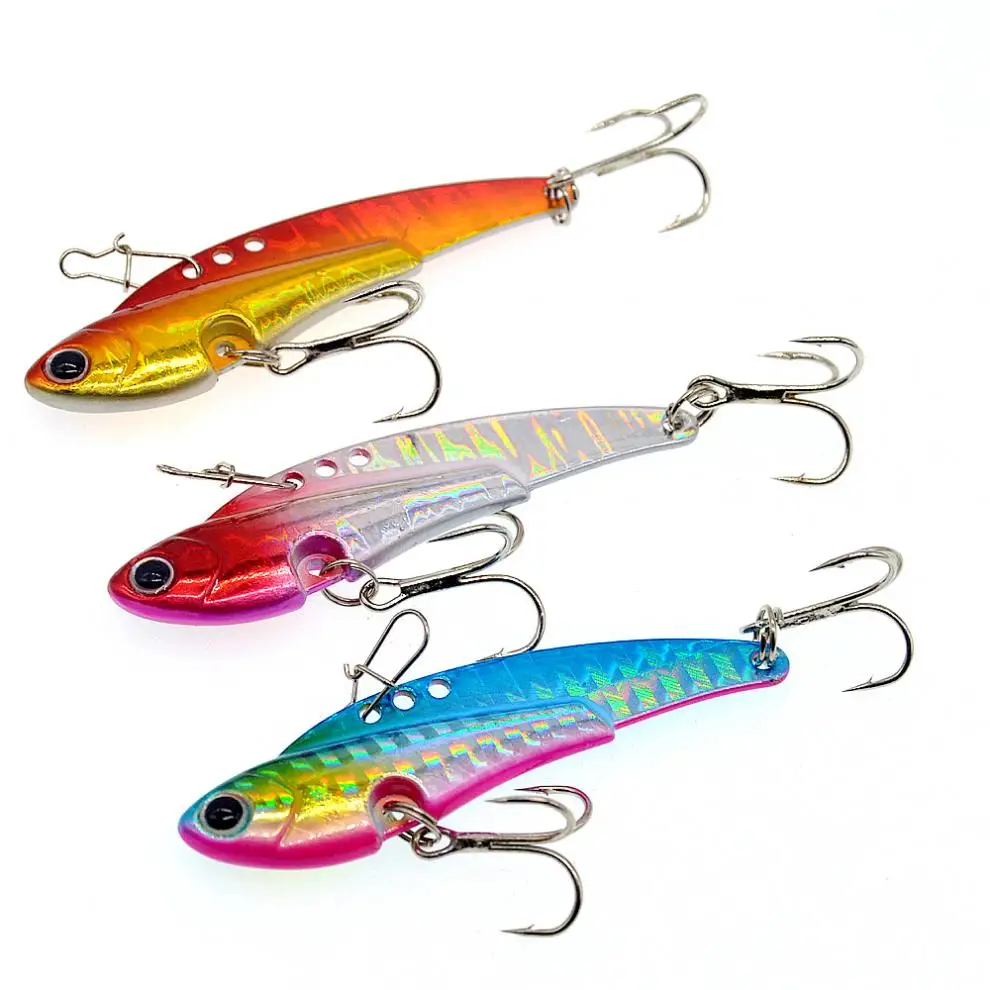  6cm 20g Metal VIB Fishing Lure Lead Bait with 2 Hooks All Swimming Layer 3 Colors Optional